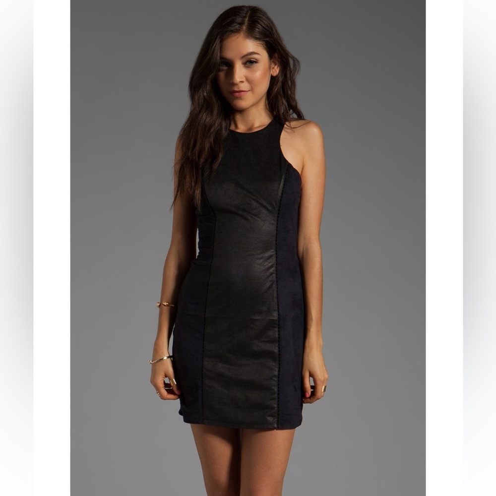 Ladakh Bulletproof Dress in Black, suede and faux leather